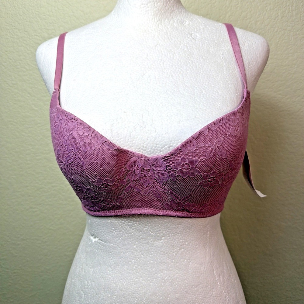 Jessica Simpson Womens Intimates Lingerie 34 C Dusty Rose Floral Lace Demi Bra